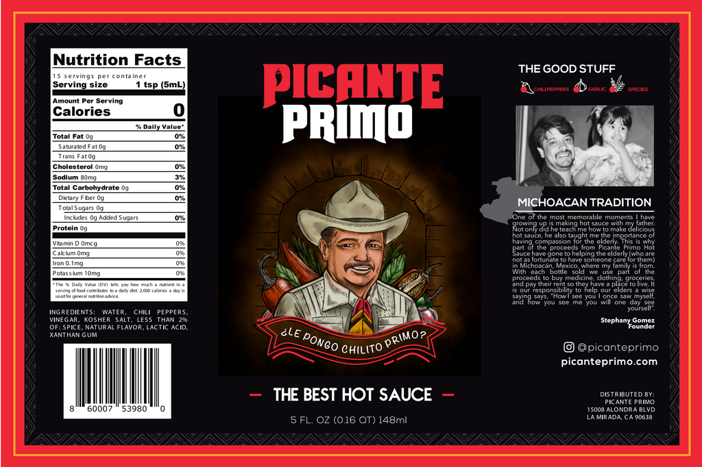 Authentic Mexican Hot Sauce | Low Vinegar | 5oz - Picante Primo